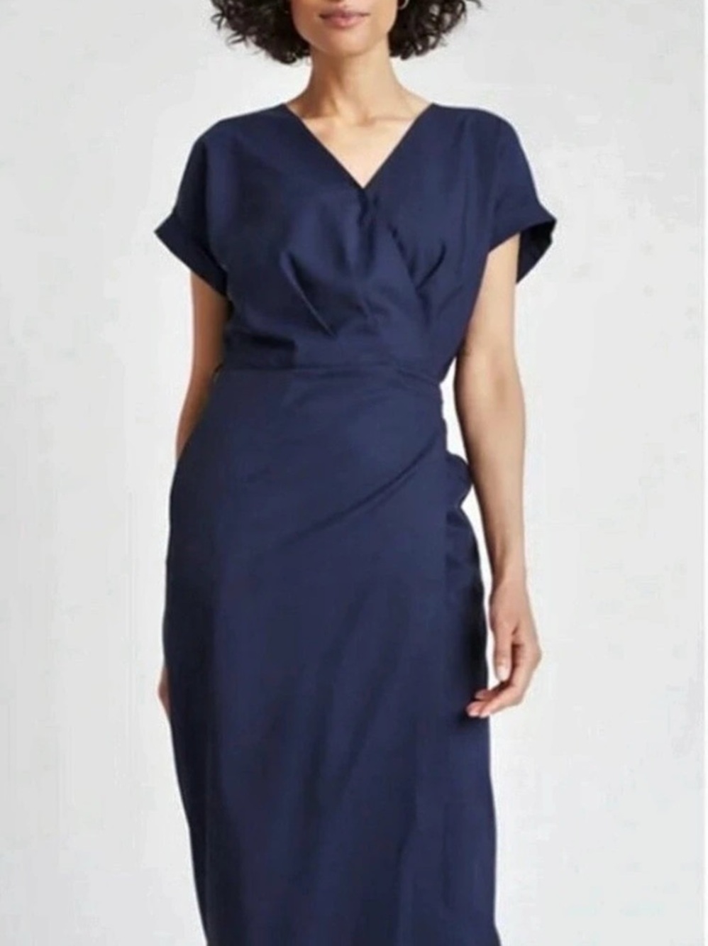 Kit and Ace Wrap Midi Dress in Blue Size Medium NWOT